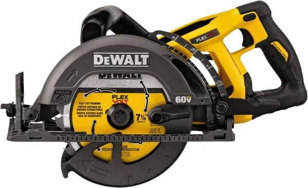DeWALT - 60 Volt, 7-1/4" Blade, Cordless Circular Saw - 5,800 RPM, Lithium-Ion Batteries Not Included - Industrial Tool & Supply