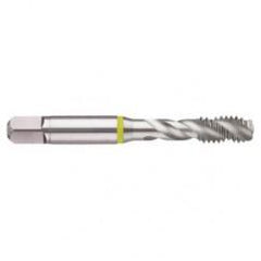 1-8 2B 4-Flute Cobalt Yellow Ring Semi-Bottoming 40 degree Spiral Flute Tap-Bright - Industrial Tool & Supply