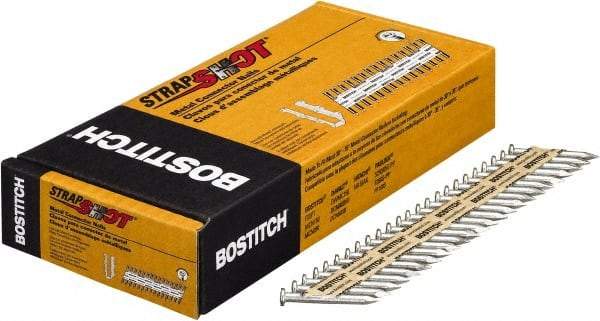 Stanley Bostitch - 10 Gauge 0.148" Shank Diam 1-1/2" Long Metal Connecting Nails for Power Nailers - Steel, Galvanized Finish, Smooth Shank, Angled Stick Paper Tape Collation, Round Head, Diamond Point - Industrial Tool & Supply