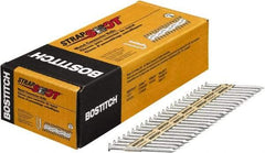 Stanley Bostitch - 10 Gauge 0.148" Shank Diam 2-1/2" Long Metal Connecting Nails for Power Nailers - Steel, Galvanized Finish, Smooth Shank, Angled Stick Paper Tape Collation, Round Head, Diamond Point - Industrial Tool & Supply