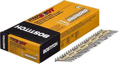 Stanley Bostitch - 10 Gauge 0.148" Shank Diam 1-1/2" Long Metal Connecting Nails for Power Nailers - Steel, Bright Finish, Smooth Shank, Angled Stick Paper Tape Collation, Round Head, Diamond Point - Industrial Tool & Supply