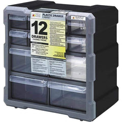 Quantum Storage - 12 Drawer, Small Parts Drawer Cabinet System - 10-1/2" Deep x 6-1/4" Wide x 10-1/4" High - Industrial Tool & Supply