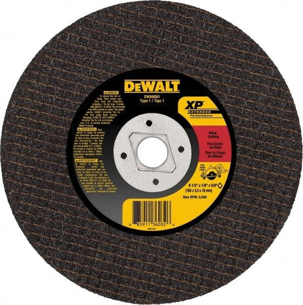 DeWALT - 6-1/2" 24 Grit Aluminum Oxide Cutoff Wheel - 1/8" Thick, 1" Arbor, 9,400 Max RPM, Use with Angle Grinders - Industrial Tool & Supply