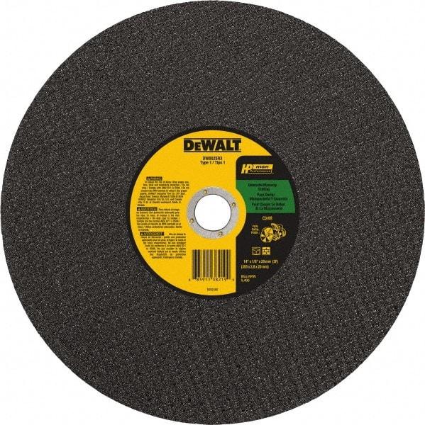 DeWALT - 14" 24 Grit Silicon Carbide Cutoff Wheel - 1/8" Thick, 20mm Arbor, 5,500 Max RPM, Use with Chop Saws - Industrial Tool & Supply