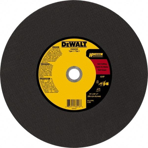 DeWALT - 14" 24 Grit Aluminum Oxide Cutoff Wheel - 1/8" Thick, 1" Arbor, 5,500 Max RPM, Use with Chop Saws - Industrial Tool & Supply