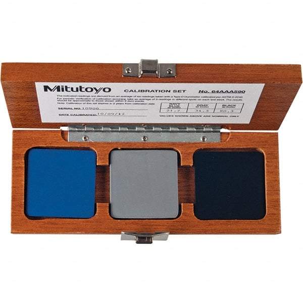 Mitutoyo - 20 HD to 80 HRB Hardness, Shore D Scale, Calibration Set - Mid Hardness Range Description, 3 Piece - Industrial Tool & Supply