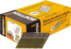 Stanley Bostitch - 11 Gauge 0.12" Shank Diam 2-3/8" Long Framing Nails for Power Nailers - Steel, Bright Finish, Ring Shank, Angled Stick Wire Collation, Round Head, Diamond Point - Industrial Tool & Supply