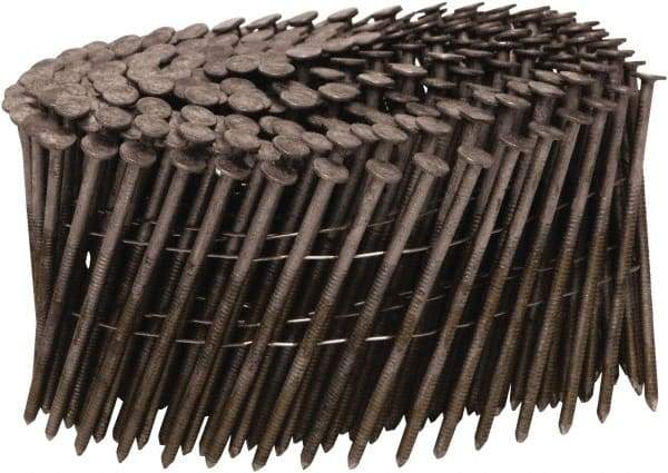 Stanley Bostitch - 13 Gauge 0.09" Shank Diam 2-1/2" Long Framing Nails for Power Nailers - Steel, Stainless Steel Finish, Ring Shank, Coil Wire Collation, Round Head, Blunt Diamond Point - Industrial Tool & Supply
