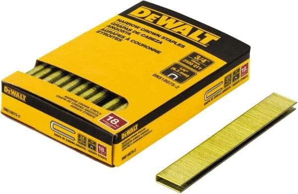 DeWALT - 3/4" Long x 1/4" Wide, 18 Gauge Crowned Construction Staple - Steel, Copper Finish, Chisel Point - Industrial Tool & Supply