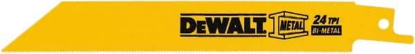 DeWALT - 4" Long x 3/4" Thick, Bi-Metal Reciprocating Saw Blade - Straight Profile, 24 TPI, Toothed Edge, Tang Shank - Industrial Tool & Supply