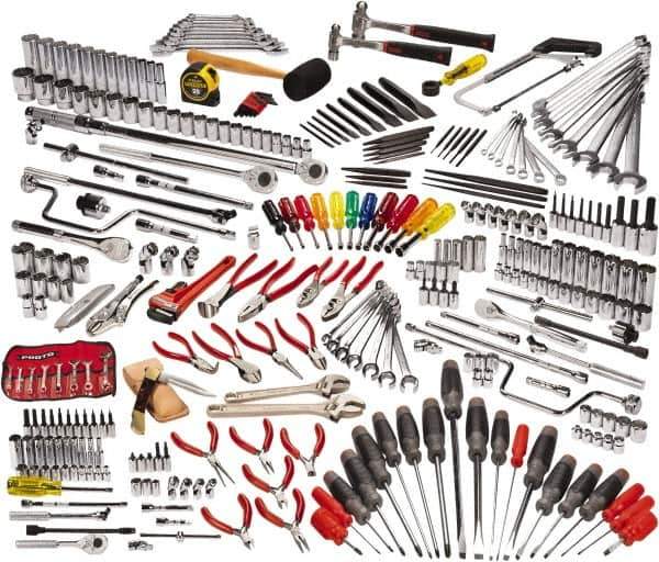 Proto - 334 Piece 1/4, 3/8 & 1/2" Drive Master Tool Set - Comes in Roller Cabinet - Industrial Tool & Supply