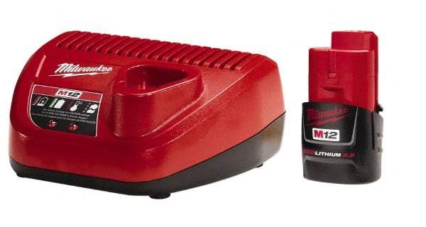 Milwaukee Tool - 12 Volt, 1 Battery Lithium-Ion Power Tool Charger - Battery Included - Industrial Tool & Supply