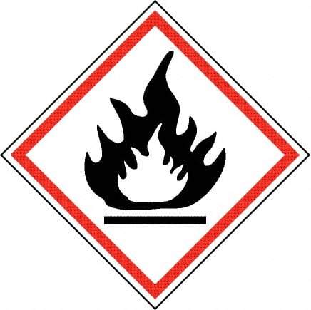 NMC - Hazardous Materials Label, Header: Flammable Warning - Legend: GHS - Graphic, English, Black & Red, 2" Long x 2" High, No Coating - Industrial Tool & Supply