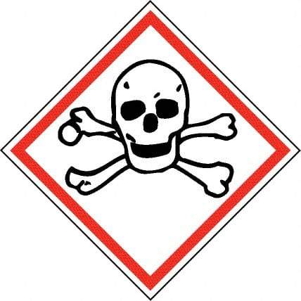 NMC - Hazardous Materials Label, Header: Toxic Warning - Legend: GHS - Graphic, English, Black & Red, 2" Long x 2" High, No Coating - Industrial Tool & Supply