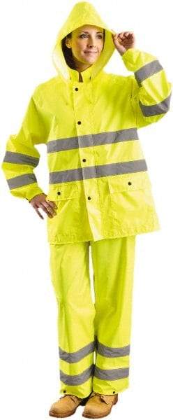 OccuNomix - Size 2XL, High Visibility Yellow, Rain Jacket - 2 Pockets - Industrial Tool & Supply