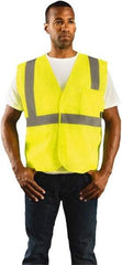 OccuNomix - Size M High Visibility Yellow Mesh General Purpose Vest - 36 to 38" Chest, ANSI 107-2015, Hook & Loop Closure, 2 Pockets, Polyester - Industrial Tool & Supply