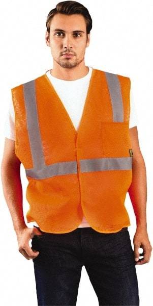 OccuNomix - Size 5XL High Visibility Orange Mesh General Purpose Vest - 60 to 62" Chest, ANSI 107-2015, Hook & Loop Closure, 2 Pockets, Polyester - Industrial Tool & Supply