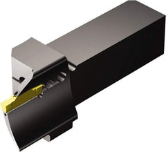 Sandvik Coromant - QS-R/LF123..C..E..-B, External, Left Hand, 20mm Max Depth of Cut, Indexable Grooving Tool Holder - N123G2-0300-0003-TF Insert Compatibility, 25mm Shank Height, 25mm Shank Width, 121.9mm OAL, Through Coolant - Industrial Tool & Supply