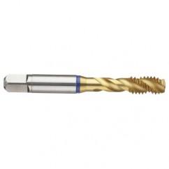 12-24 2B 3-Flute PM Cobalt Blue Ring Semi-Bottoming 40 degree Spiral Flute Tap-TiN - Industrial Tool & Supply
