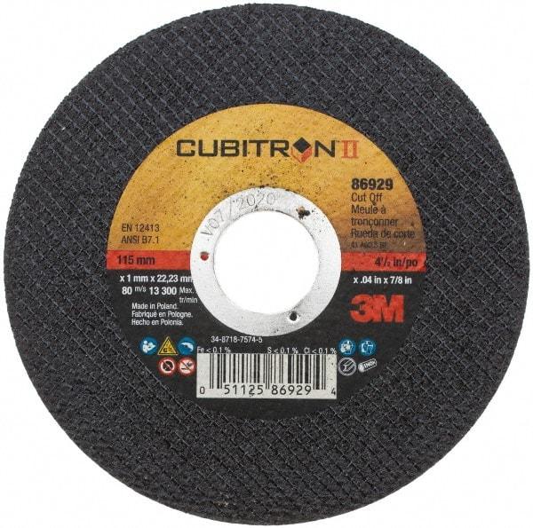 3M - 4-1/2" 60 Grit Ceramic Cutoff Wheel - 0.04" Thick, 7/8" Arbor, 13,300 Max RPM, Use with Angle Grinders - Industrial Tool & Supply