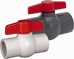 Hayward - 2" Pipe, Full Port, PVC Miniature Ball Valve - Inline - One Way Flow, FNPT Ends, Tee Handle, 150 WOG - Industrial Tool & Supply
