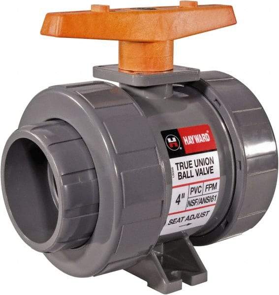 Hayward - 3" Pipe, Full Port, PVC Full Port Ball Valve - Bi-Directional, Socket Ends, Tee Handle, 225 WOG - Industrial Tool & Supply