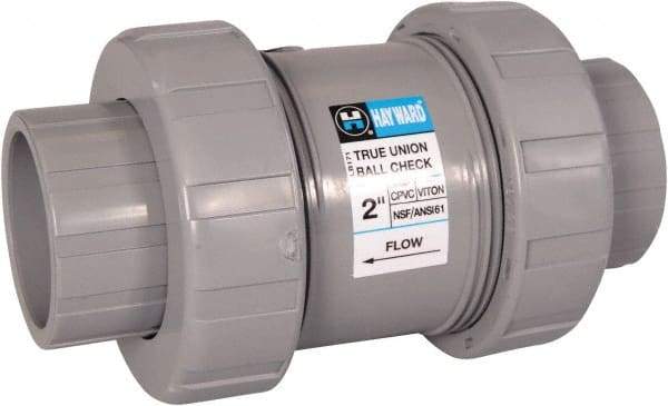 Hayward - 2" Pipe, PVC True Union Design Ball Valve - Inline - One Way Flow, Socket x Thread Ends, 235 WOG - Industrial Tool & Supply