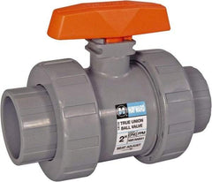 Hayward - 3/4" Pipe, Full Port, PVC Full Port Ball Valve - Bi-Directional, Socket x Thread Ends, Tee Handle, 250 WOG - Industrial Tool & Supply