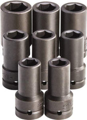 Proto - 8 Piece 1" Drive Full Polish Finish Deep Well Impact Socket Set - 6 Points, 7/8" to 1-1/2" Range, Inch Measurement Standard - Industrial Tool & Supply