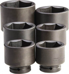 Proto - 6 Piece 1" Drive Full Polish Finish Impact Socket Set - 6 Points, 2-9/16" to 3-7/8" Range, Inch Measurement Standard - Industrial Tool & Supply