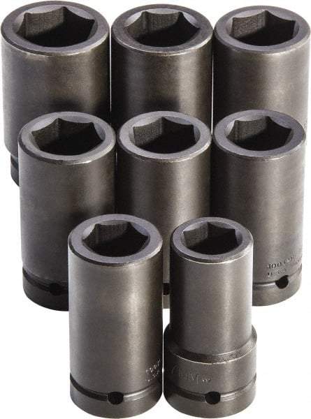 Proto - 8 Piece 1" Drive Full Polish Finish Deep Well Impact Socket Set - 6 Points, 27mm to 41mm Range, Metric Measurement Standard - Industrial Tool & Supply
