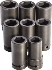 Proto - 8 Piece 1" Drive Full Polish Finish Deep Well Impact Socket Set - 6 Points, 27mm to 41mm Range, Metric Measurement Standard - Industrial Tool & Supply