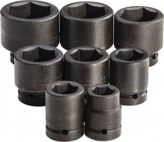Proto - 8 Piece 1" Drive Full Polish Finish Deep Well Impact Socket Set - 6 Points, 1-1/16" to 2-3/8" Range, Inch Measurement Standard - Industrial Tool & Supply