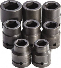 Proto - 8 Piece 1" Drive Full Polish Finish Deep Well Impact Socket Set - 6 Points, 7/8" to 1-1/2" Range, Inch Measurement Standard - Industrial Tool & Supply