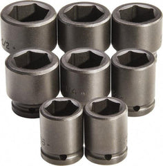 Proto - 8 Piece 3/4" Drive Standard Deep Impact Socket Set - 6 Points, 1 to 1-1/2", Inch Measurement Standard - Industrial Tool & Supply