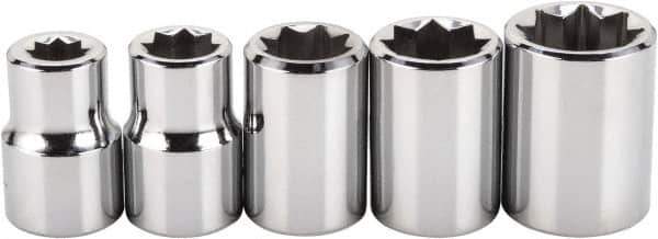 Proto - 22 Piece 1/4" Drive Full Polish Finish Impact Socket Set - 6 Points, 1/4" to 9/16" (4mm to 14mm) Range, Inch/Metric Measurement Standard - Industrial Tool & Supply