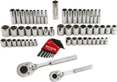 Proto - 63 Piece 1/4 & 3/8" Drive Standard Deep Socket Set - 6 & 12 Points, 1/4 to 3/4", 5 to 18mm, Inch/Metric Measurement Standard - Industrial Tool & Supply