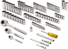 Proto - 101 Piece 1/4, 3/8 & 1/2" Drive Standard Deep Socket Set - 6 & 12 Points, 1/4 to 1", 4 to 19mm, Inch/Metric Measurement Standard - Industrial Tool & Supply