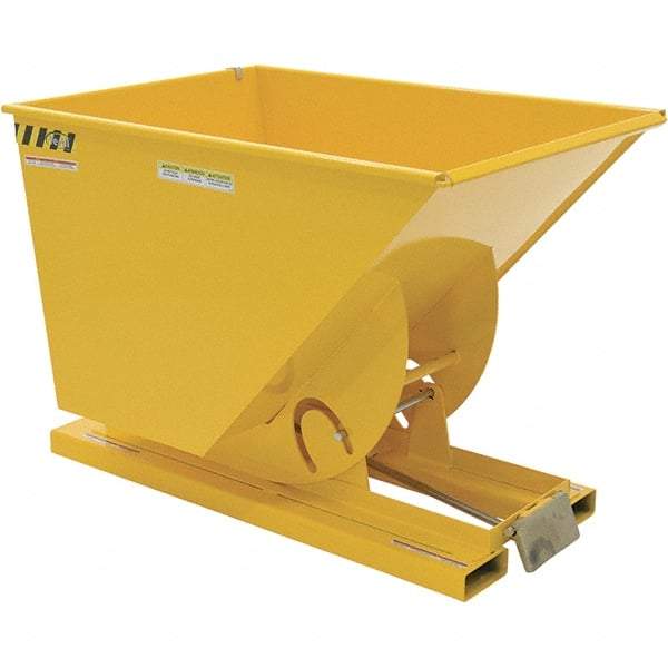 Vestil - 590 Lb Load Capacity, 1 Cu Yd, Steel Self-Dumping Hopper - 41-9/16" Wide x 61-1/8" Long x 42-3/4" High, Yellow - Industrial Tool & Supply