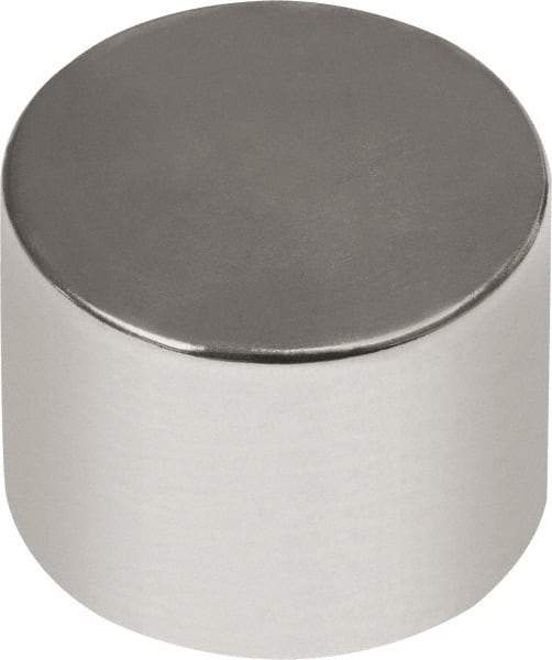 Mag-Mate - 1/2" Diam x 1/2" High Neodymium Rare Earth Magnet - 14.66 Lb Max Capacity, 180°F Max, Nickel Plated - Industrial Tool & Supply