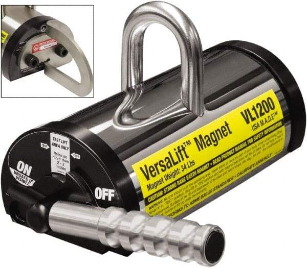 Mag-Mate - 1,200 Lb Load Capacity, Permanent Neo-Lift Magnet - 6-1/2" High x 5" Wide, 2 Poles - Industrial Tool & Supply
