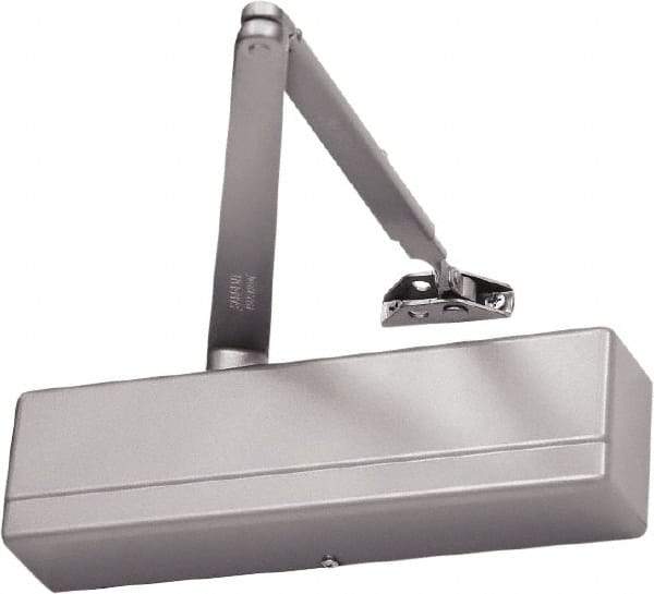 Sargent - Adjustable Solid Door Closer Manual Damper - Aluminum (Satin) Finish - Industrial Tool & Supply