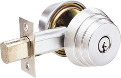Arrow Lock - 1-3/8 to 1-3/4" Door Thickness, Satin Chrome Finish, Double Cylinder Deadbolt - Industrial Tool & Supply