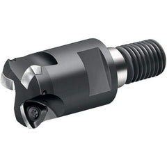 Walter - 15° Lead Angle, 1-1/4" Max Cut Diam, 0.699" Min Cut Diam, 0.059" Max Depth of Cut, Indexable Chamfer & Angle End Mill - 3 Inserts, P 2633.-R14 Insert Style, 69mm OAL, Through Coolant, Threaded Shank - Industrial Tool & Supply