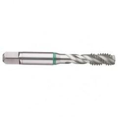 1-12 2B 4-Flute Cobalt Green Ring Semi-Bottoming 40 degree Spiral Flute Tap-Bright - Industrial Tool & Supply