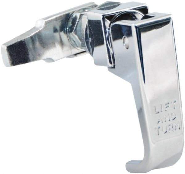 Made in USA - 2-1/4" Long x 3/4" Wide x 2.78" High, Lift & Turn Compression Latch - Zinc Plated Steel, with Polished Chrome Finish - Industrial Tool & Supply