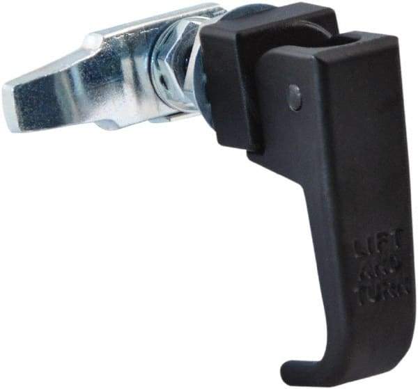 Made in USA - 2-1/4" Long x 3/4" Wide x 2.78" High, Lift & Turn Compression Latch - Zinc Plated Steel, with Black Powder Coat Finish - Industrial Tool & Supply