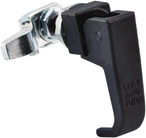 Made in USA - 2-1/4" Long x 3/4" Wide x 2.78" High, Lift & Turn Compression Latch - Zinc Plated Steel, with Black Powder Coat Finish - Industrial Tool & Supply