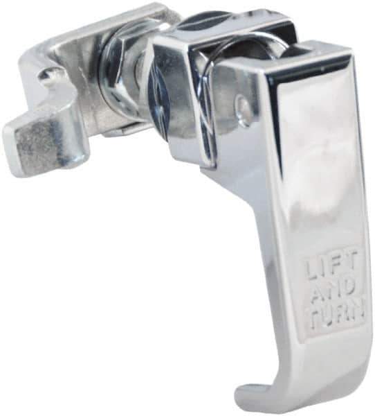 Made in USA - 2-1/4" Long x 3/4" Wide x 2.78" High, Lift & Turn Compression Latch - Zinc Plated Steel, with Polished Chrome Finish - Industrial Tool & Supply