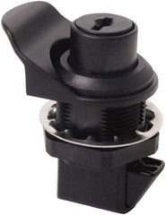 Made in USA - 2.07" Long x 1.13" Wide x .98" High, Push Knob Latch - Plastic, with Black Finish - Industrial Tool & Supply